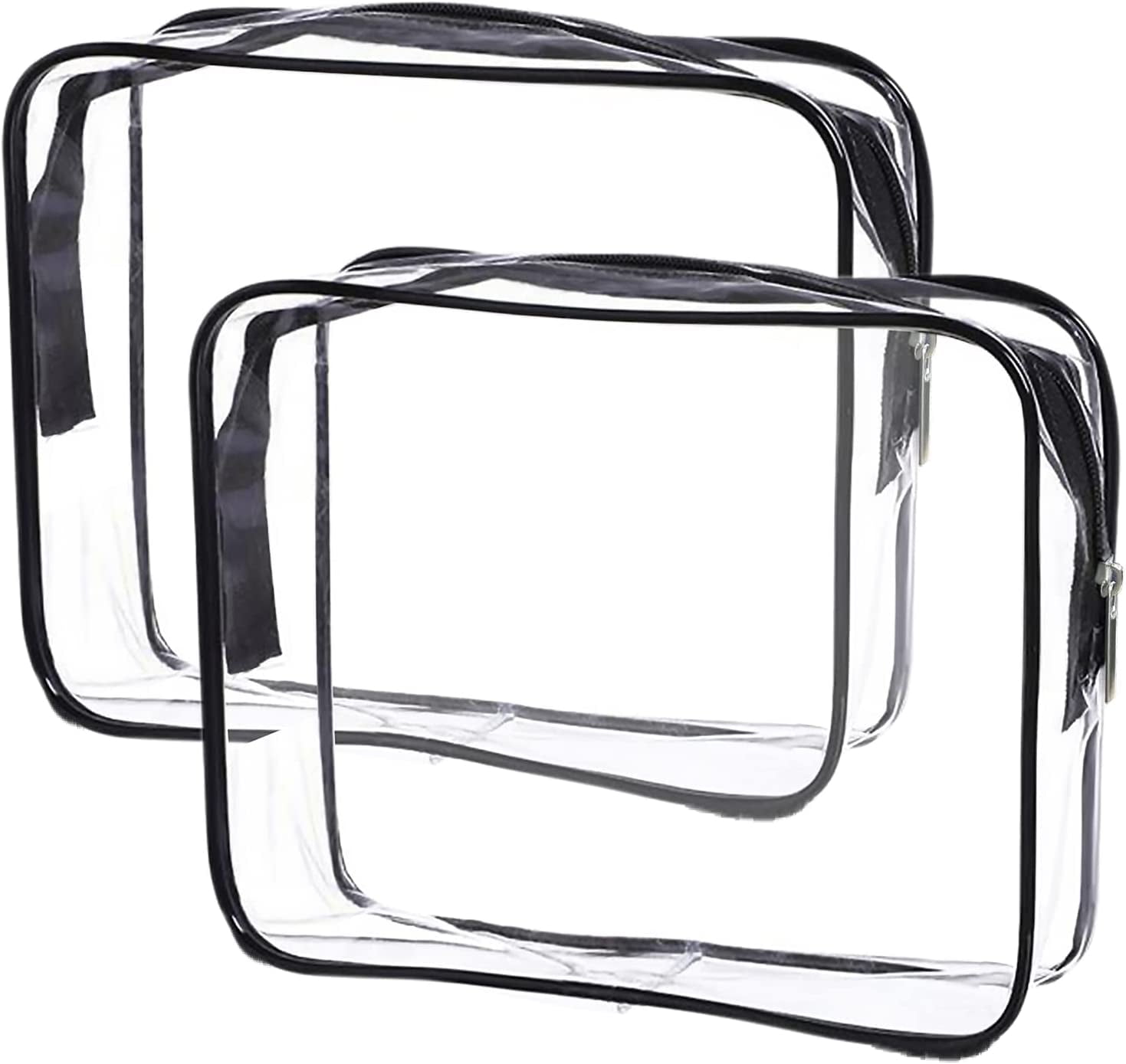 Clear Toiletry Bag Quart Size Bag 2Pcs Travel Makeup Cosmetic Bag PVC Toiletries Cosmetic Pouch for Women Men (M)