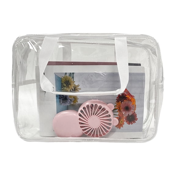Clear Toiletry Bag Waterproof Makeup Bag, Transparent Cosmetic Pouch with Handle Straps 11.8x8.3 Inch, Travel Organizer Tote Bag for Luggage, Makeup Artist Carry Bag