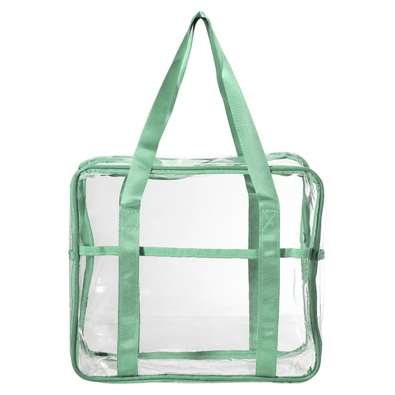 Unique Bargains Clear Toiletry Bag Waterproof Transparent Tote Bag for Women Zipper Makeup Bag Green