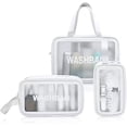 thumbnail image 1 of Clear Toiletry Bags, Travel Makeup Bag, Waterproof Cosmetic Bag Clear PU Zippered Makeup Bag Portable Toiletry Wash Bag Toiletry Organizer for Travel Women and Kids (White), 1 of 5