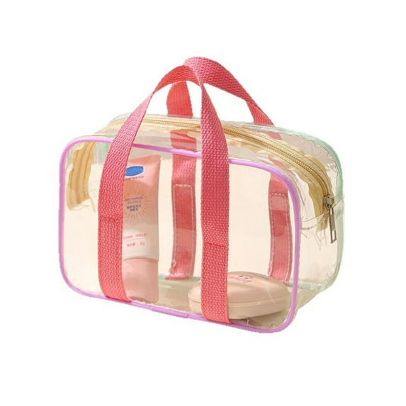 Clear Toiletry Storage Bag Portable Cosmetic Pouch Makeup Organizer for Travelling Beach School Work and Gym with Durable Zippered Closure