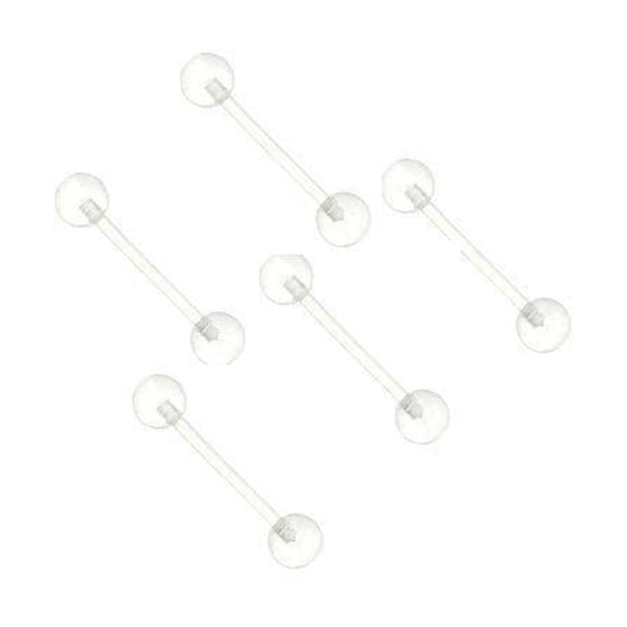 Clear Tongue Ring Barbell Flexible 14G 5/8" 16mm 5 pc