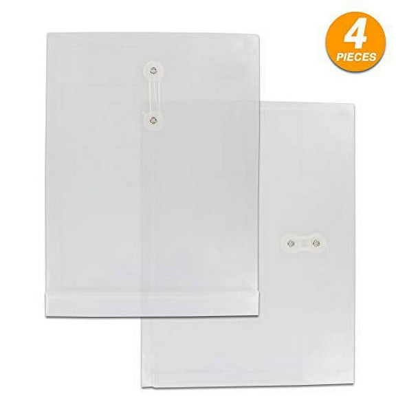 Clear Top Side Loading Letter Size String Envelope Accommodates Letter Sizes Documents Flap Envelope with String Closure Secures Documents - 2 Per Pack (Pack of 2) - by Emraw