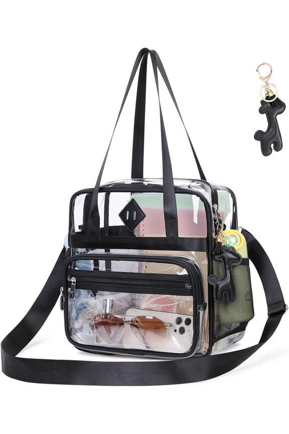 Clear Tote Bag, 12x6x12 Clear Bag for Stadium Events See Through Bag for Women Transparent Concert Bag