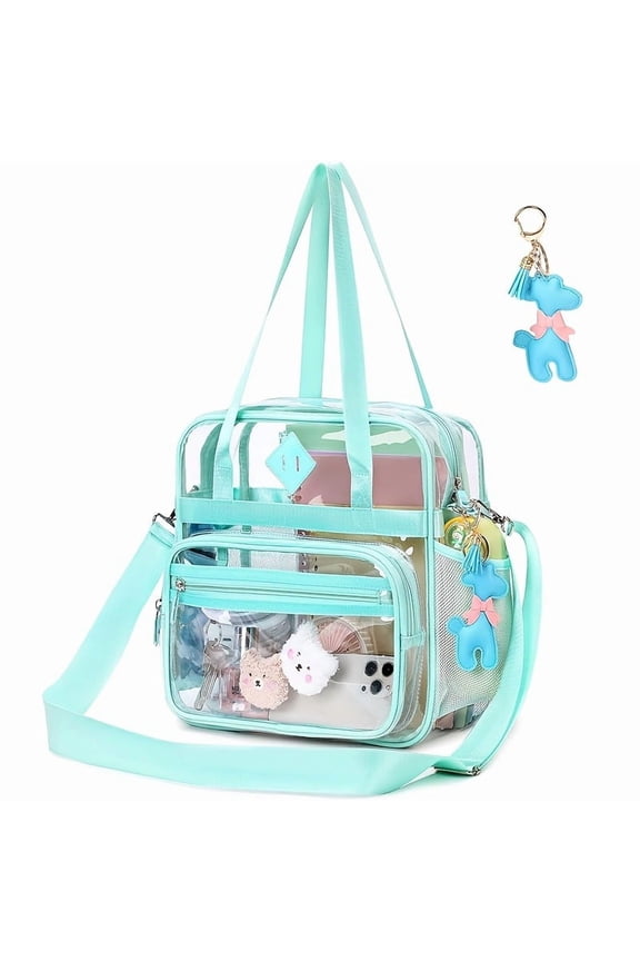 Clear Tote Bag - 12x6x12 See Through Stadium Event Bag for Women(Turquoise)