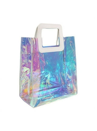 Large Hot Pink Lock Holographic PVC Satchel Handbags Clear Bags