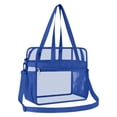 thumbnail image 1 of Clear Tote Bag, Large Capacity PVC Mesh Transparent Shoulder Handbag, Side Pocket Adjustable Strap Clear Carry Bag, Border Concert Travel Work Tote, Multi Pocket Storage Handbag, 1 of 5