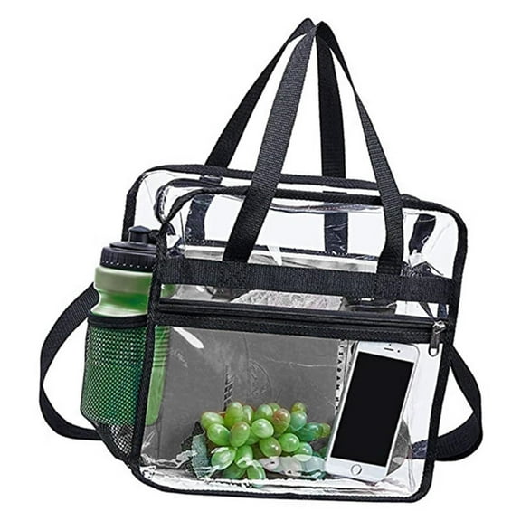 Clear Tote Bag,Large,Clear,Lightweight Sports Handbag,Black,L,Black,L