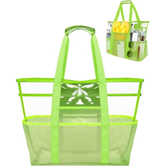 Clear Tote Bag: Mesh Beach Tote Bag for Pool Vacation Camping Cruise Essentials Gifts