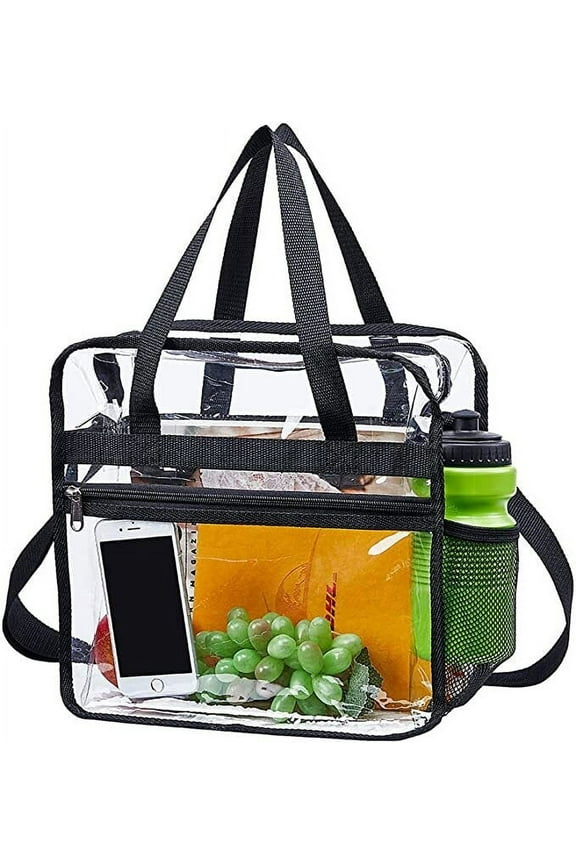 Clear Tote Bag Stadium Approved - Handles, Shoulder Strap, Zipper Closure