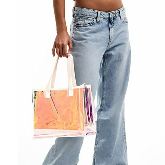 Clear Tote Bag Stylish Transparent Shoulder Handbag For Women Beach Shopping Gym Travel Lightweight Durable