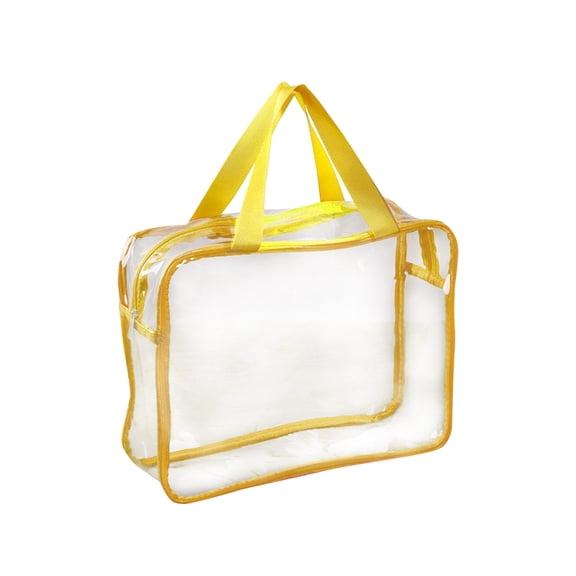 Clear Tote Bag Transparent PVC Shoulder Bag with Reinforced Handles and Zippered Closure for Everyday Use Travel Work School