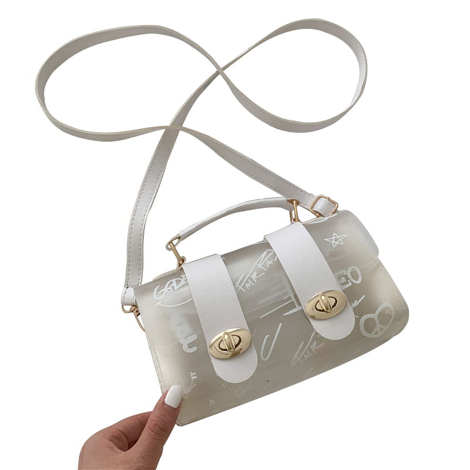 Clear Tote Bag Women Transparent Jelly Bag Handbag Shoulder Crossbody Bag Vacation Beach Bags White Walmart Business Supplies