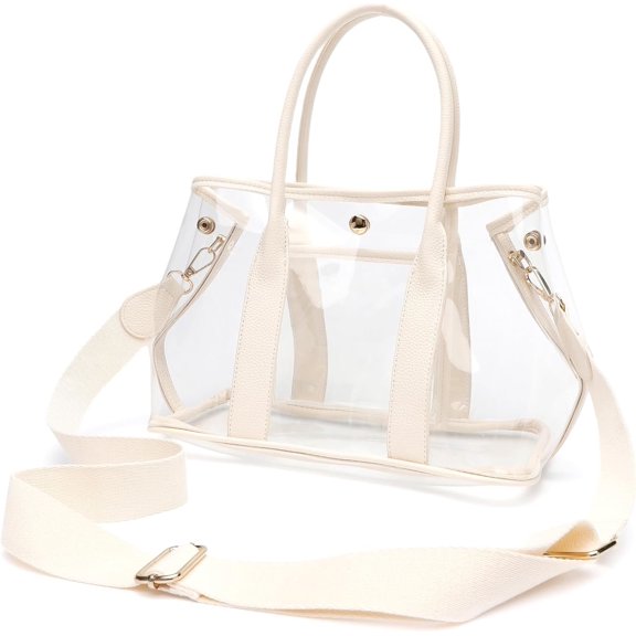 Clear Tote Bag for Women Stadium Approved, Transparent TPU Purse Handbag with Adjustable Guitar Strap for Concert Work