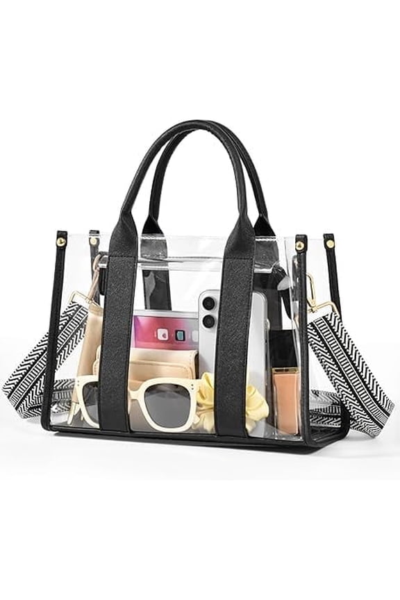 Clear Tote Bags for Women, Clear Bag for Stadium Events with Adjustable Straps, Handbag Purse for Sports Concert Work