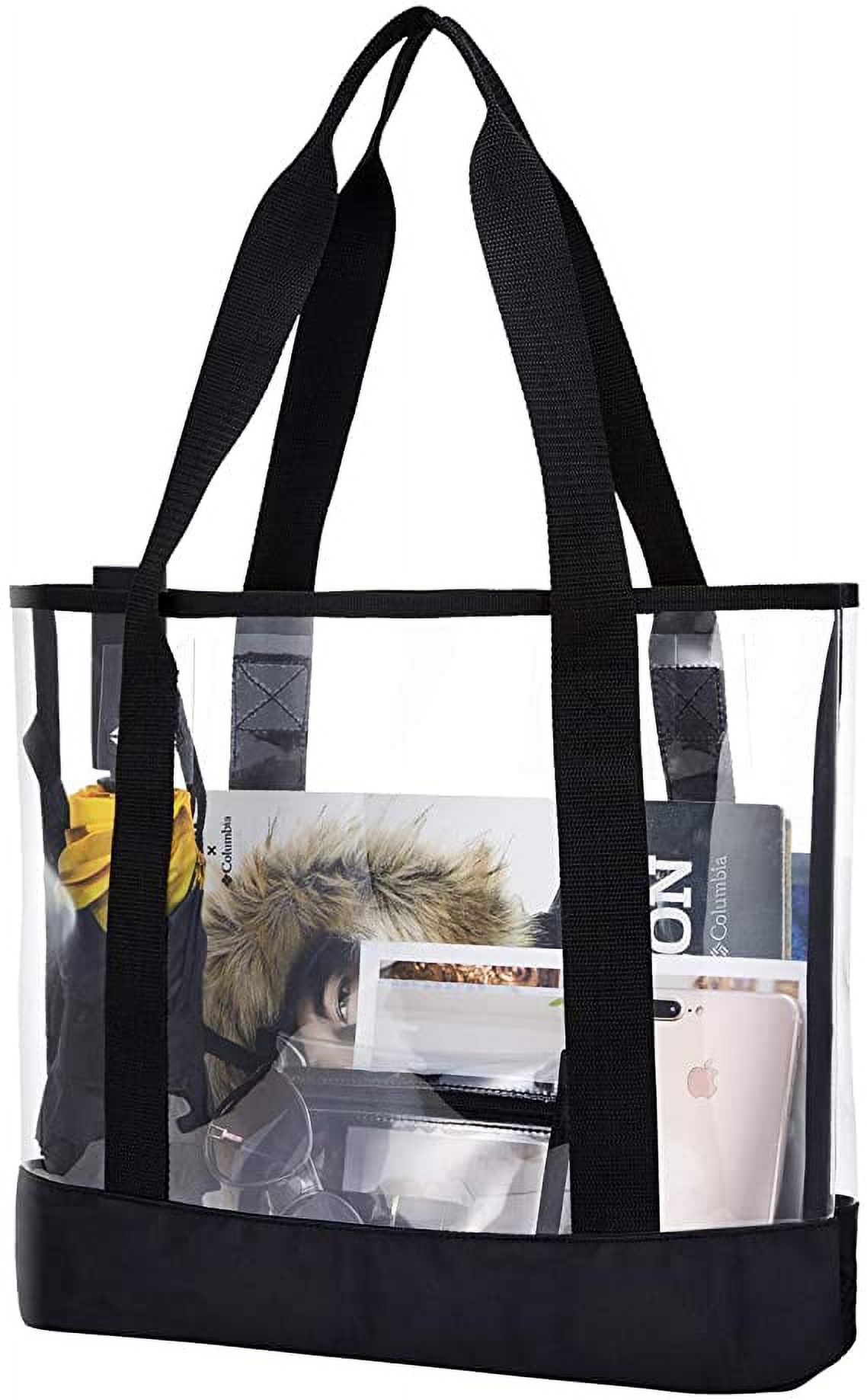 Clear Totes Bag Women Large Work Transparent Shoulder Handbag with zipper pocket Pouch Bench School Stadium see through bags Walmart