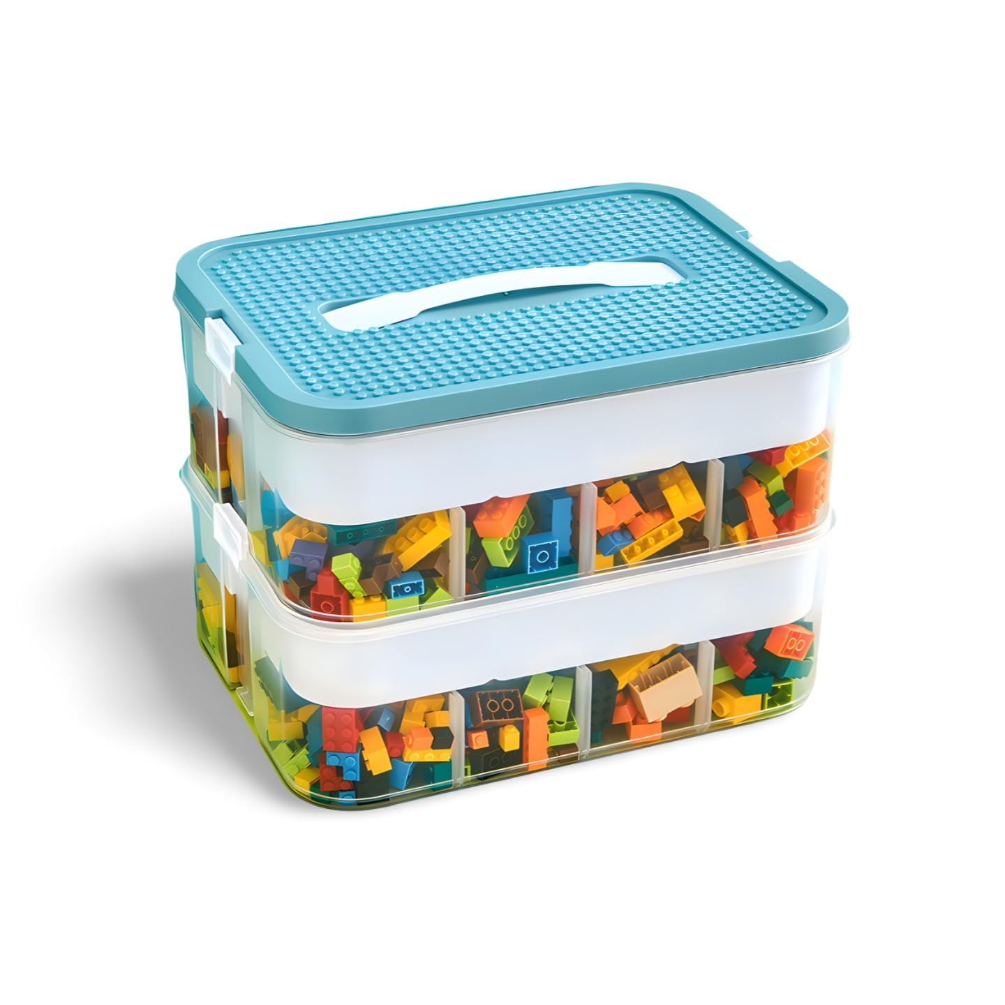 Clear Toy Storage Bins with Lid for Lego, Stackable Toy Organizers Box