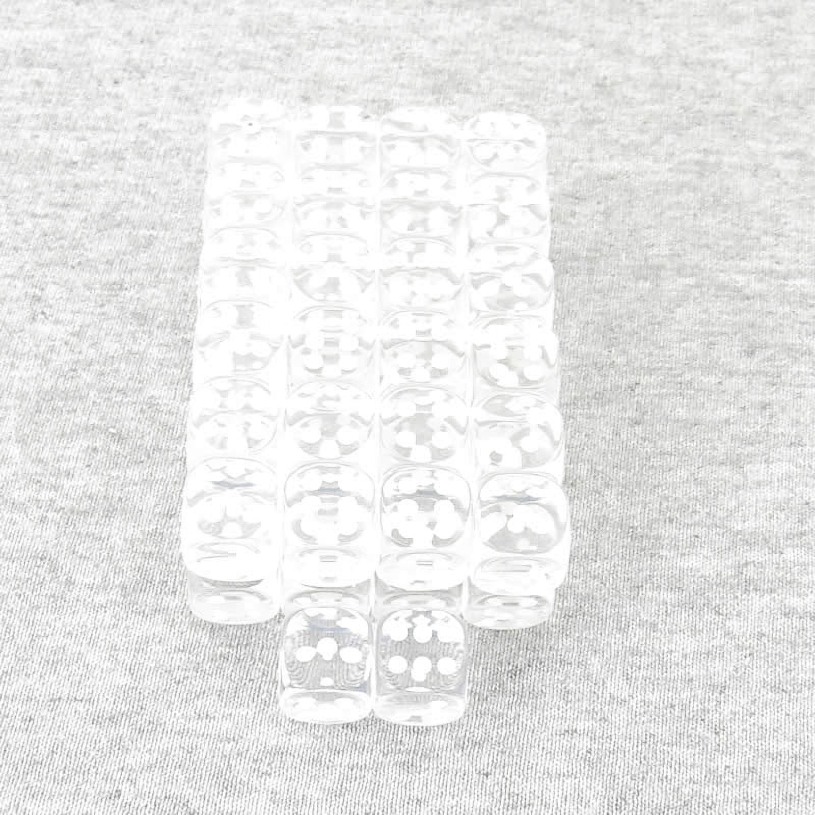 Clear Translucent Dice with White Pips D6 12mm (1/2in) Pack of 50 Wondertrail