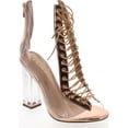 thumbnail image 1 of Clear Translucent Transparent Lace Up Peep Toe Ankle bootie w Perspex Block Heel, 1 of 2