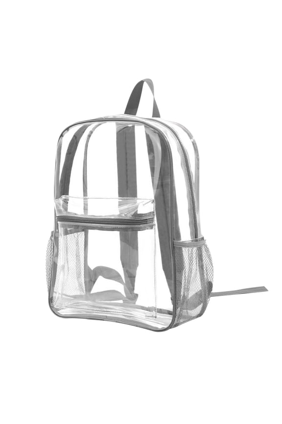 Clear Transparent Backpack for Stadium Events, Sports Activities Concert Festival Approved, Multi-Pocket Beach Bag with Beverage Holder, Small Mini Size
