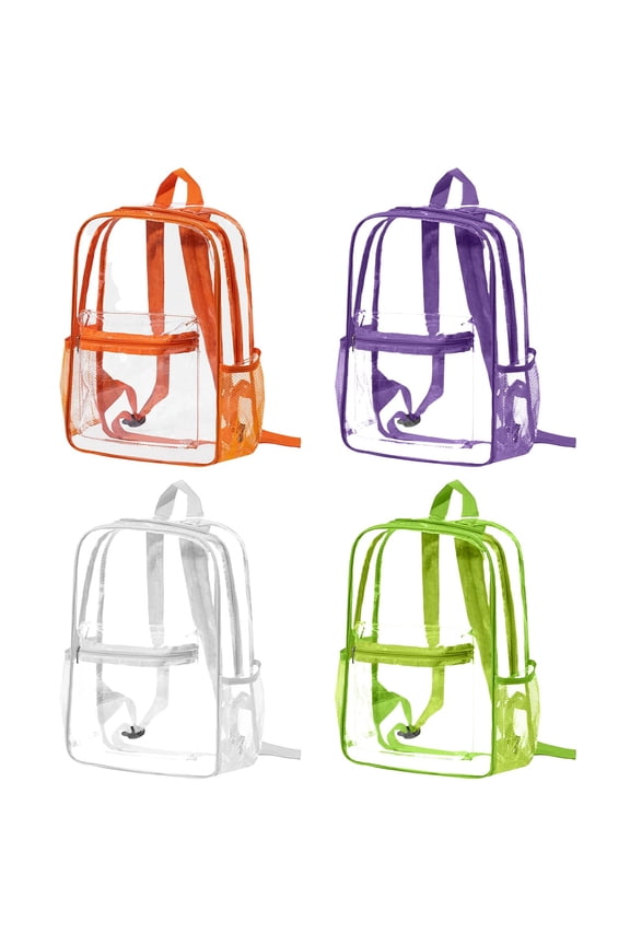 Clear Transparent Backpack for Stadiums and Festivals | Mini Size 11" x 15" x 5.1" | Multiple Pockets | Heavy-Duty Vinyl | Approved for Sports, Concerts, Beach, Events