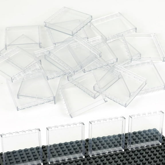 Clear Transparent Flat Plates Bricks, 24 Pieces and Parts 1x6x5 Classic, Window Bulk Building Blocks Accessories (Tansparent 1x6x5)