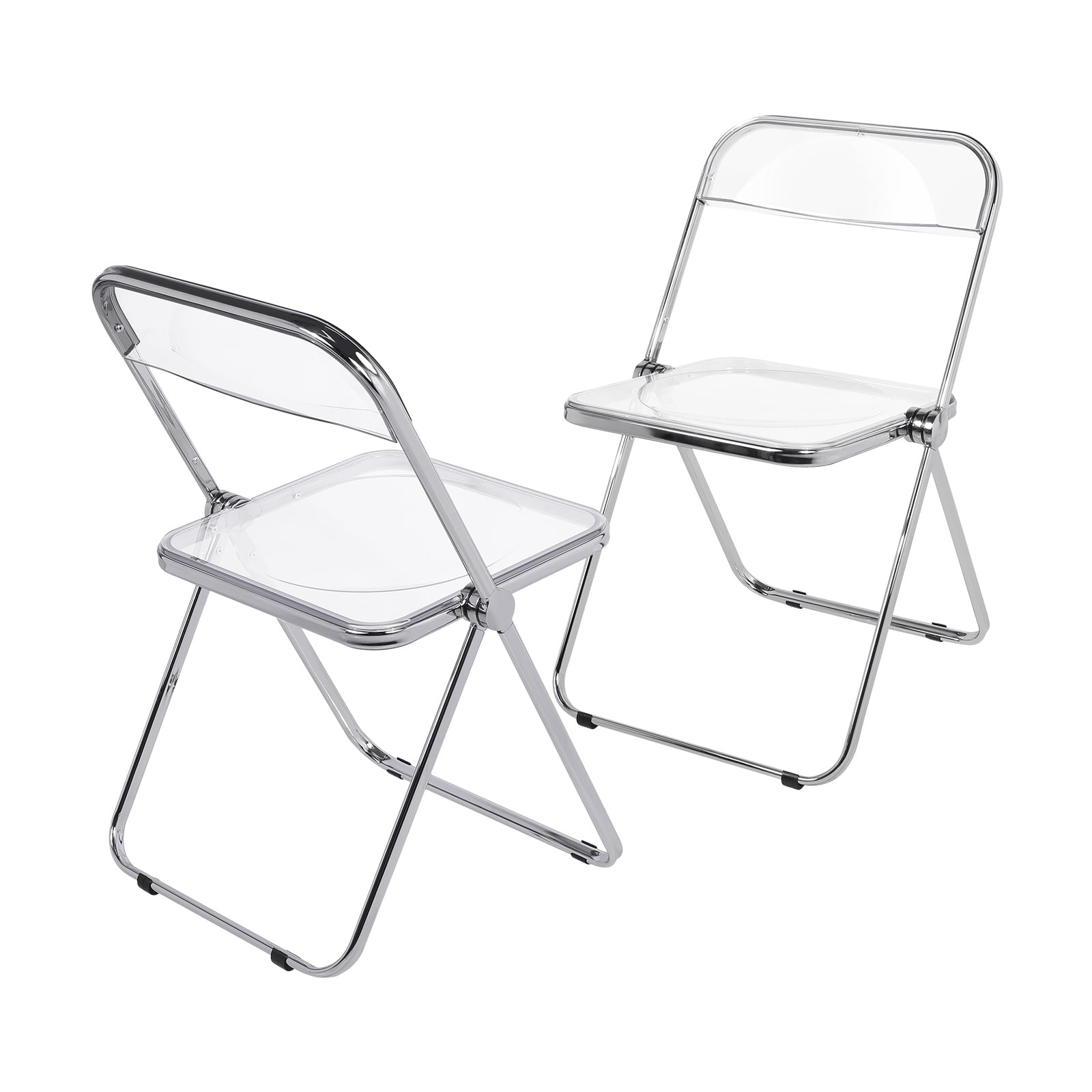 Clear Transparent Folding Chairs Set of 2 Modern Stackable Dining