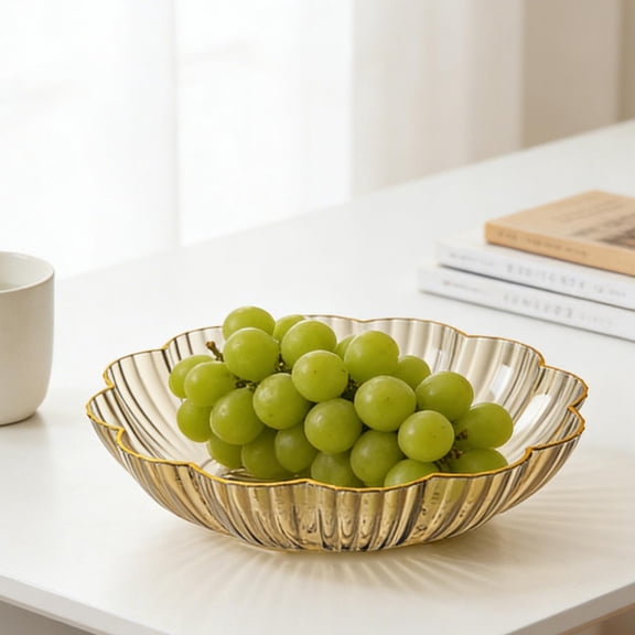 Clear Transparent Fruit Tray, Elegant Snack Plate for Living Room Coffee Table, Large Capacity Fruit Bowl for Candy Nuts Home Decor