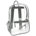 thumbnail image 1 of Clear Transparent Heavy Duty Waterproof Stadium Approved Unisex Backpack with Colored Trim and Mesh Side Pockets in Gray, 1 of 9