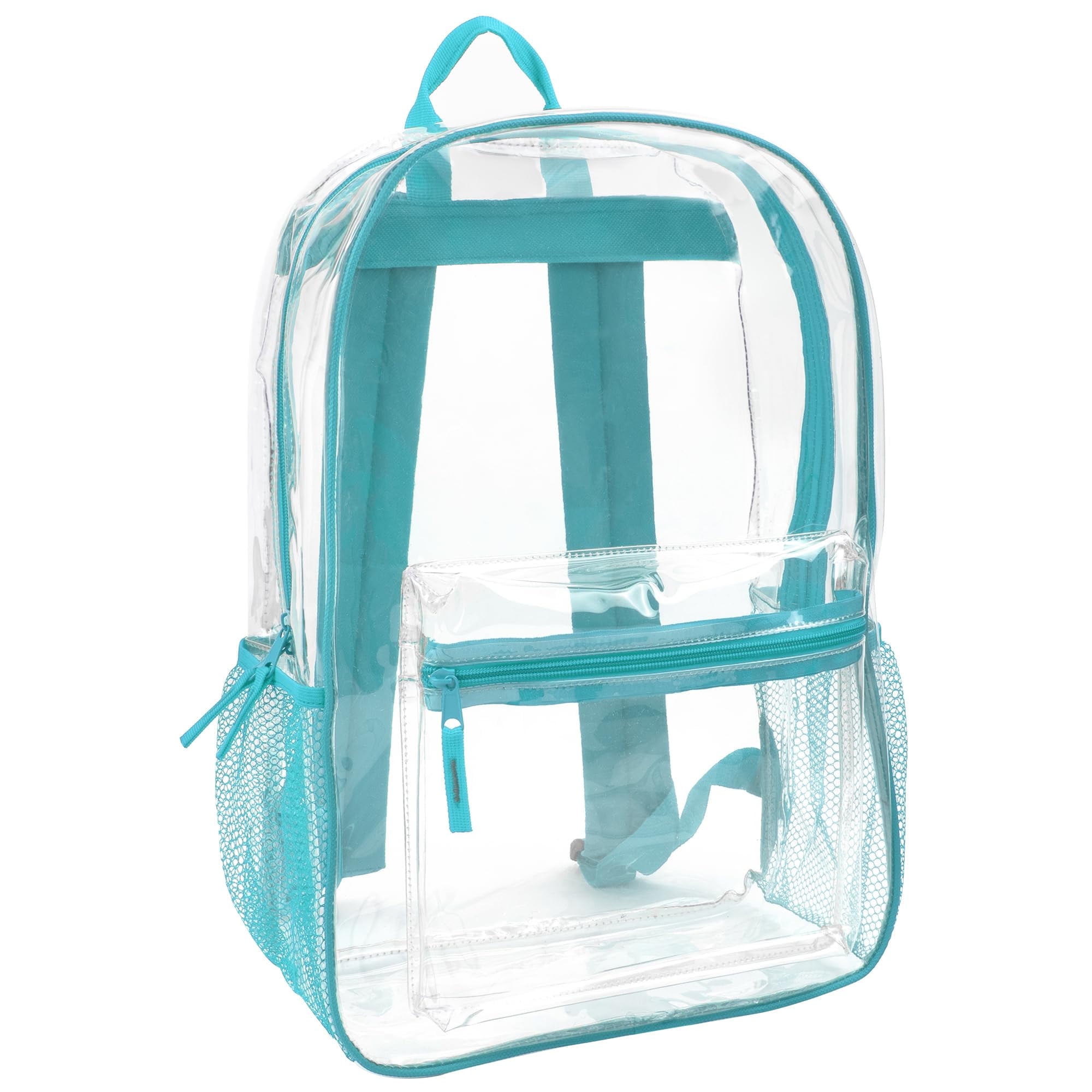 Clear PVC School Backpack with Turquoise Padded Straps