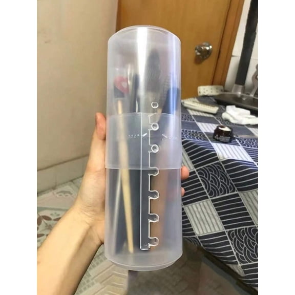 Clear Transparent Makeup Brush Storage Tube - 6-Adjustable Gears