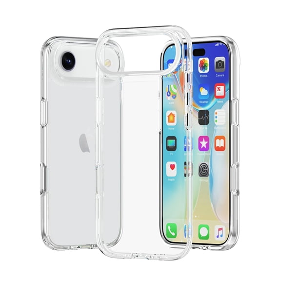 Clear Transparent Protective PC TPU Case for iPhone 17 Air with Tempered Glass Screen Protector