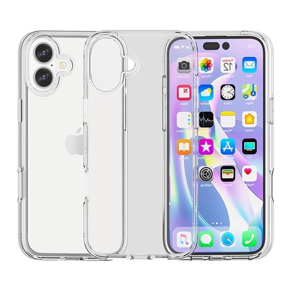 Clear Transparent Protective PC TPU Case for iPhone 17 with Tempered Glass Screen Protector