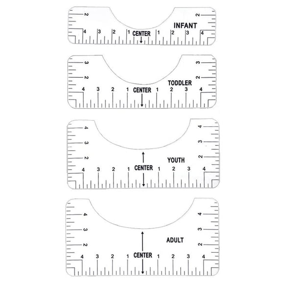 Clear Transparent T-Shirt Ruler Guide, Vinyl Graphics Alignment Tool, Reusable Centering Ruler for Heat Press & Clothing DIY