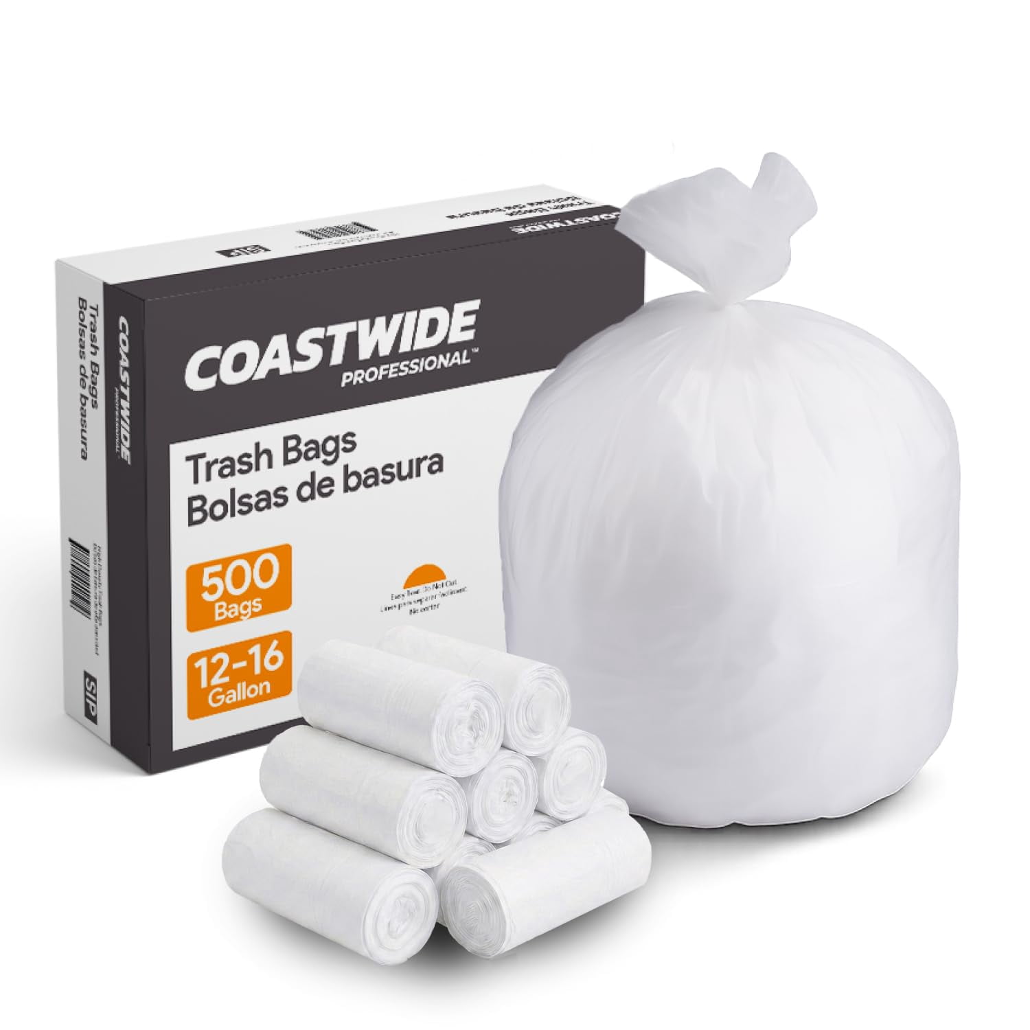 Clear Trash Can Liners, 12-16 Gallon High Density Garbage Bags, 24 x 33 ...