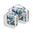 Clear Travel Case 2 Pack Makeup Bags Flowers with Leaves Transparent