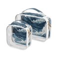 Clear Travel Case 2 Pack Makeup Bags Water Wave Transparent Cosmetic