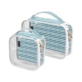 Clear Travel Case 2 Pack Makeup Bags Wave Stripe Blue Transparent