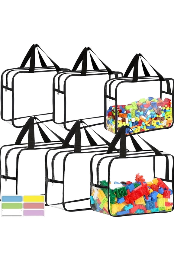 Clear Travel Organizer Bag , 9x12x4 Inch Large Packing Cube with Handle , Transparent Nylon and Waterproof PVC Black Trim , Suitcase Luggage Organization and Toiletry Storage