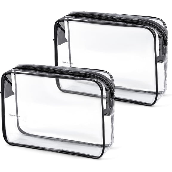 Clear Travel Toiletry Bag, TSA Approved Organizer Portable Travel  Pouch with Zipper, PVC  for Airport Airline Compliant Bag 2