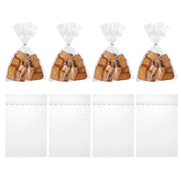 Uxcell 100 Count Clear Treat Bags, Valentines Cookie Bags White 11.8" x 7.9"
