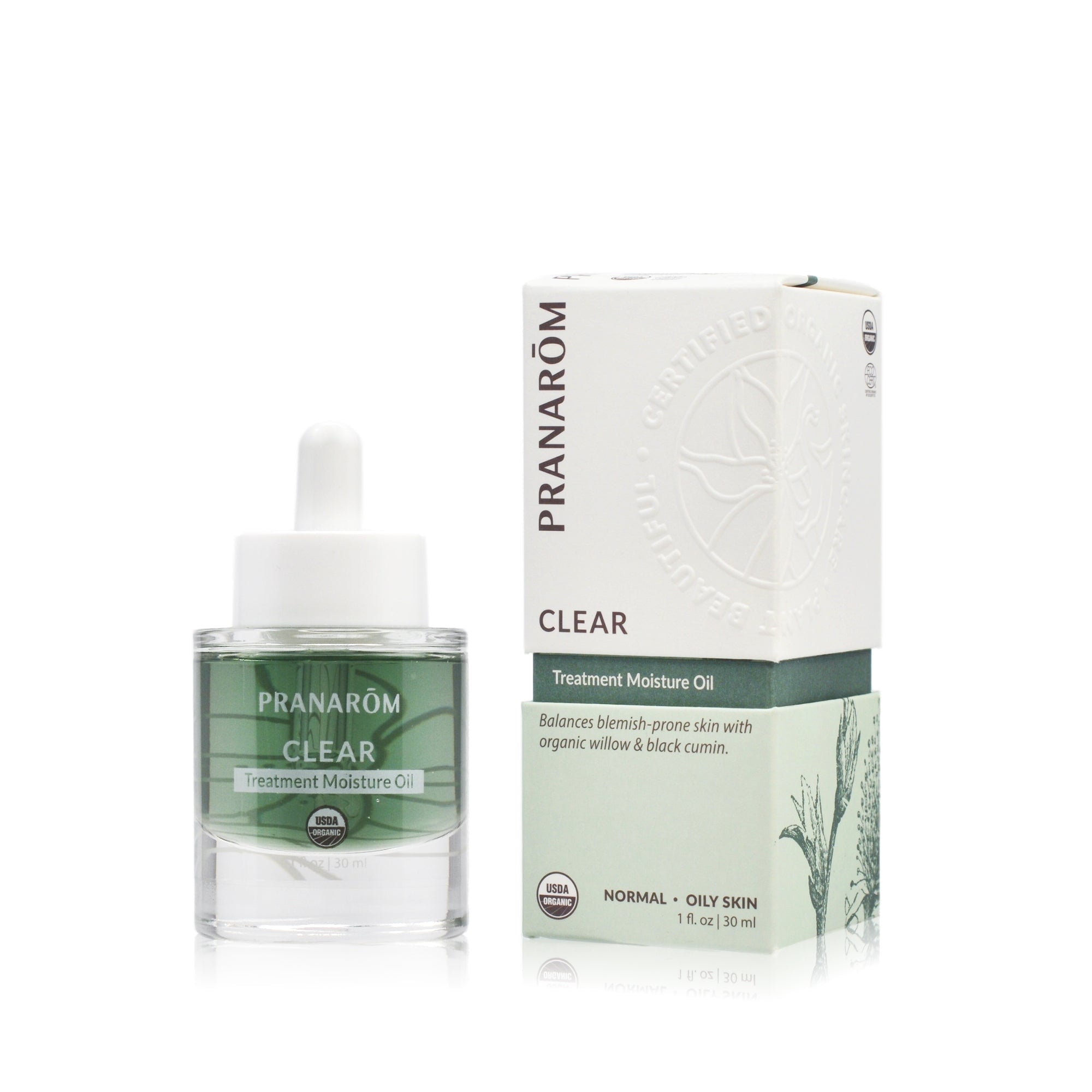 Pranarom - Clear Treatment Moisture Oil 1oz - For Oily & Blemish-Prone Skin - Hydrating Facial Oil - Balances Skin - Includes Organic Essential Oils