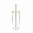 thumbnail image 1 of Clear Tumblers with Lid and Straw, 1 Pack Plastic Tumblers, Reusable Double Wall Insulated Cups for Travel, Parties, Birthdays, Gifts (Light Yellow), 1 of 8