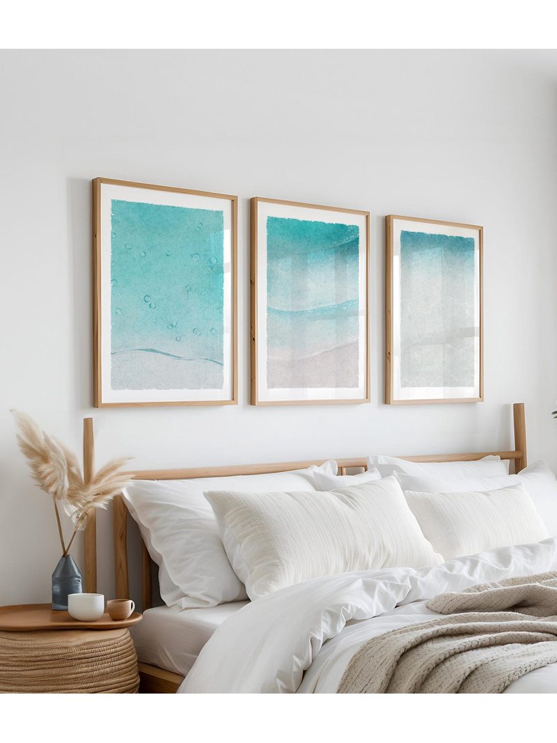 Trypyich Clear Turquoise Beach Triptych Prints, White Sand And Aqua Ocean Tide ...
