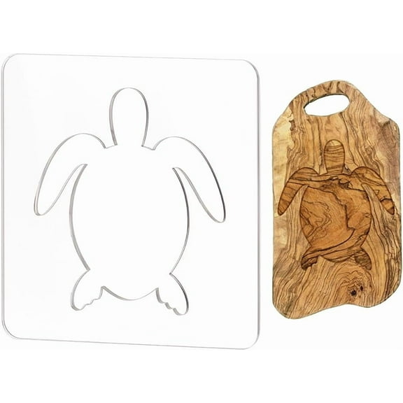 Clear Turtle Clear Acrylic Router Inlay Template Woodworking Router Template with Protective Film for Creating Unique Inlays in Signs Charcuterie Boards 11.8x5inch