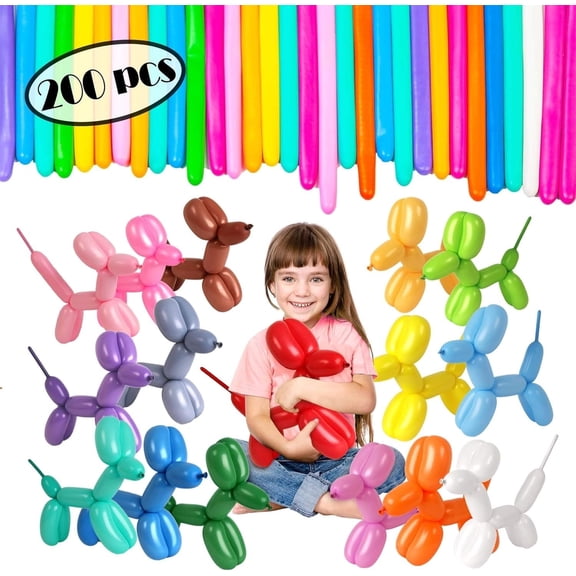 Assorted Twisting Balloons - Rainbow Long Balloons - 200 Pack