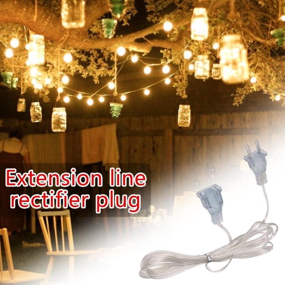 Clear US Plug Extension Cord - Thin Invisible Power Cable Extender, Lightweight Flexible PVC, Durable, Perfect for Home Decor Lights, Small Appliances & Indoor Power Supply Needs, 118in, White