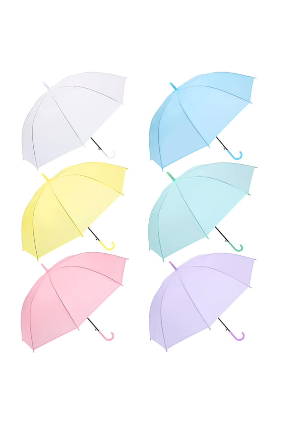 Clear Umbrella Bulk,Cute Colorful Transparent Stick Rain Umbrellas Windproof Waterproof with J Hook Handle for Wedding Guests Bride Groom Photography Daily Use Family Friend Gift