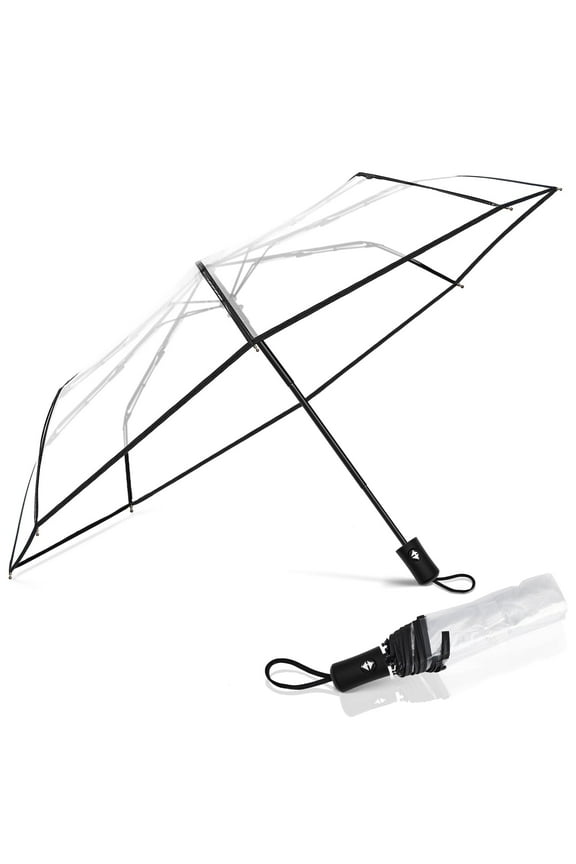 Clear Umbrella Transparent Portable Umbrella Compact Foldable Umbrella Automatic Open Close Folding Umbrellas For Wedding Travel, Dating