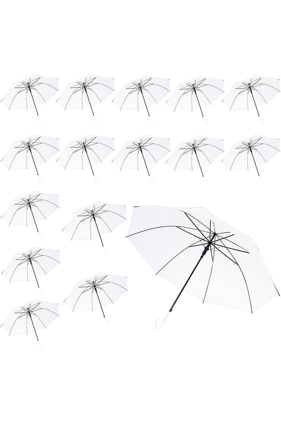 Clear Umbrella Wedding, Clear Umbrellas for Rain Bulk, Transparent Large Umbrella with J Shaped Handle for Weddings, Bride and Groom Gifts, Outdoor Activities